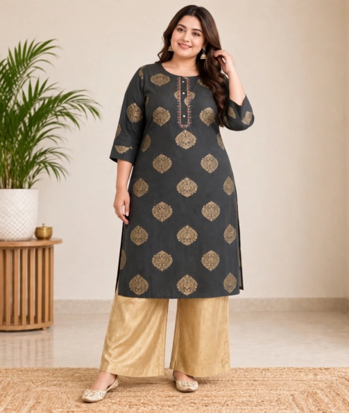 plus size kurti for women grey front view